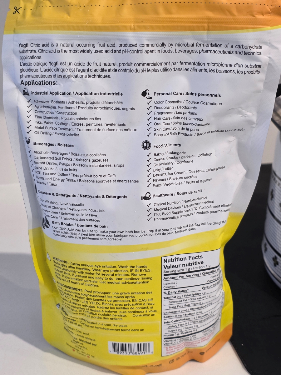 Food-grade citric acid for kettle cleaning