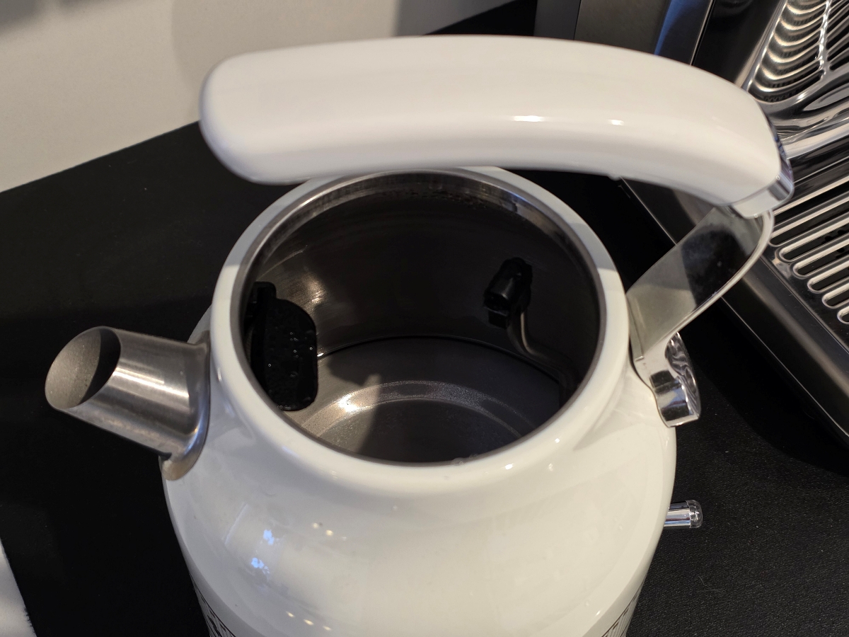 Inside of an electric kettle before descaling