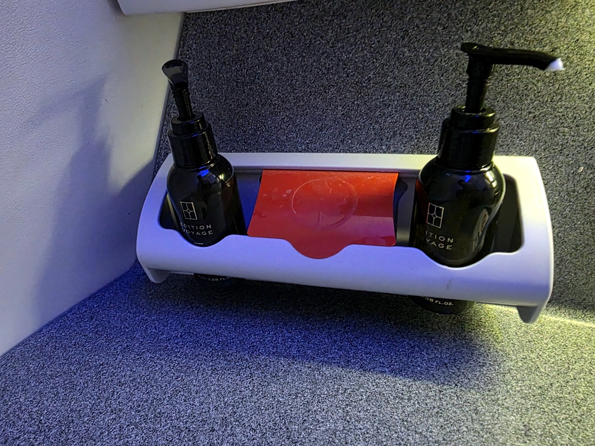 Air Canada 787 Signature Class lavatory toiletries including hand cream