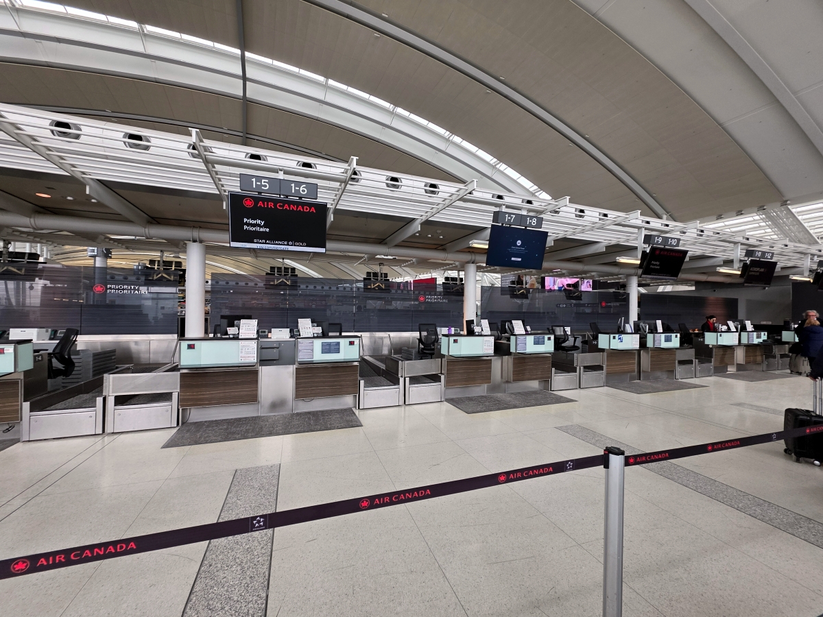 Air Canada Business Class check-in area at Toronto Pearson Airport