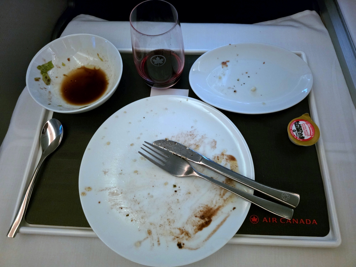 Air Canada 787 Business Class meal service completed
