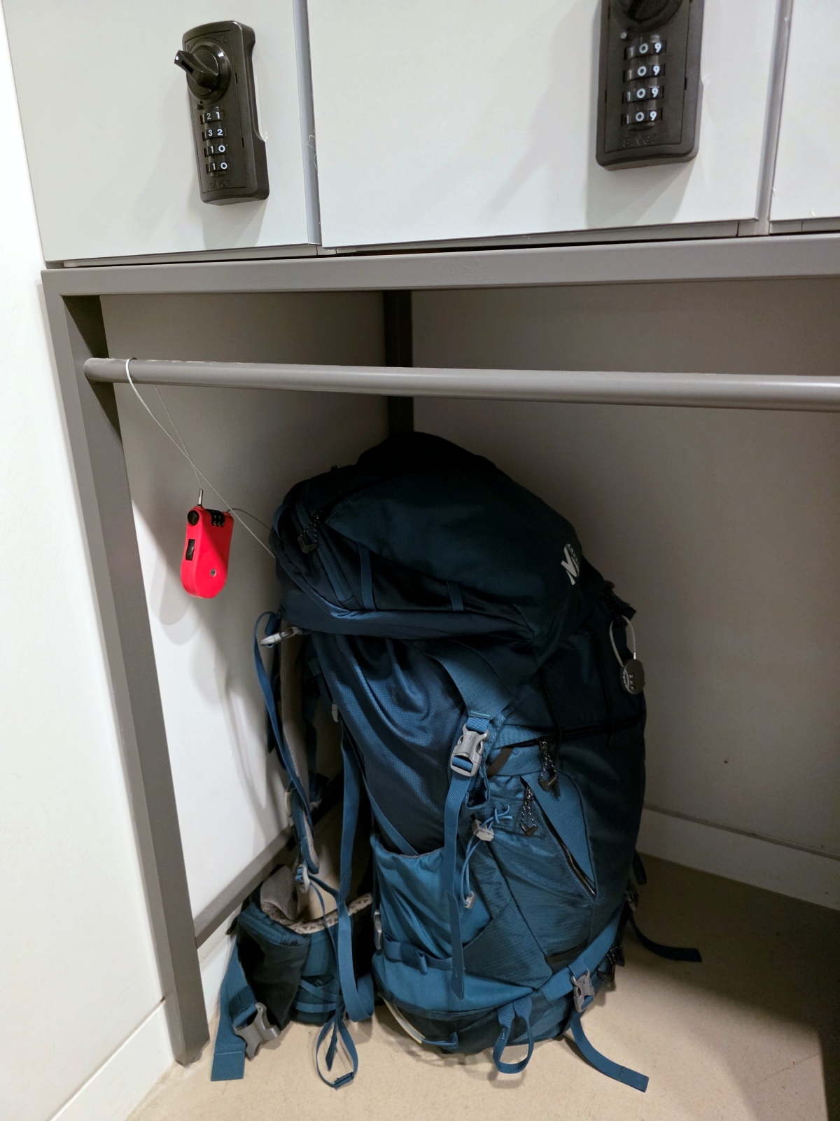 capsule hotel luggage storage under locker
