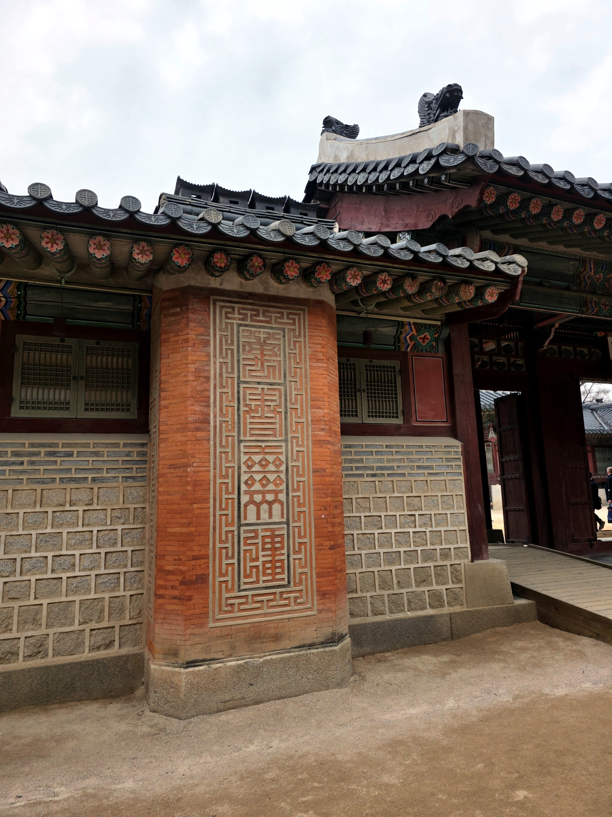 Decorative traditional brick chimney.