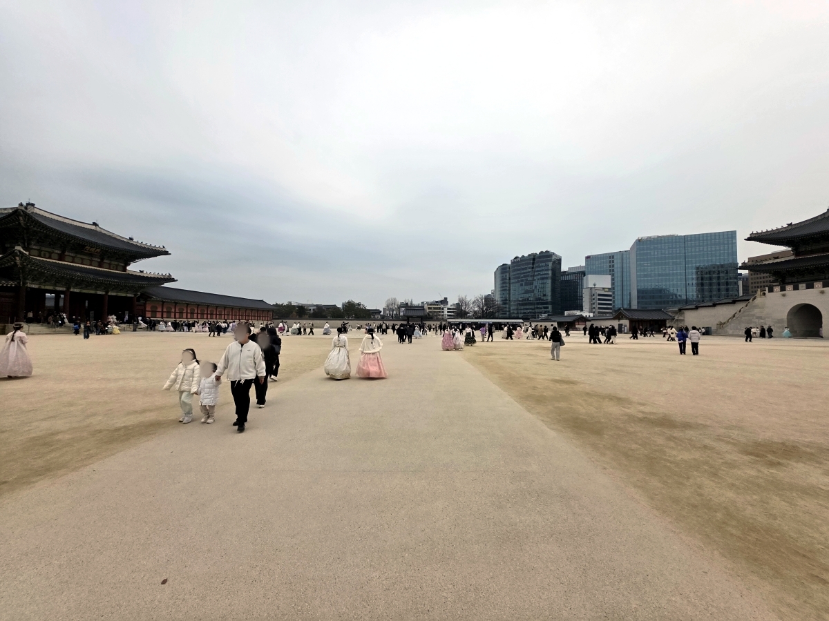 Wide courtyard leading to Heungnyemun Gate at Gyeongbokgung