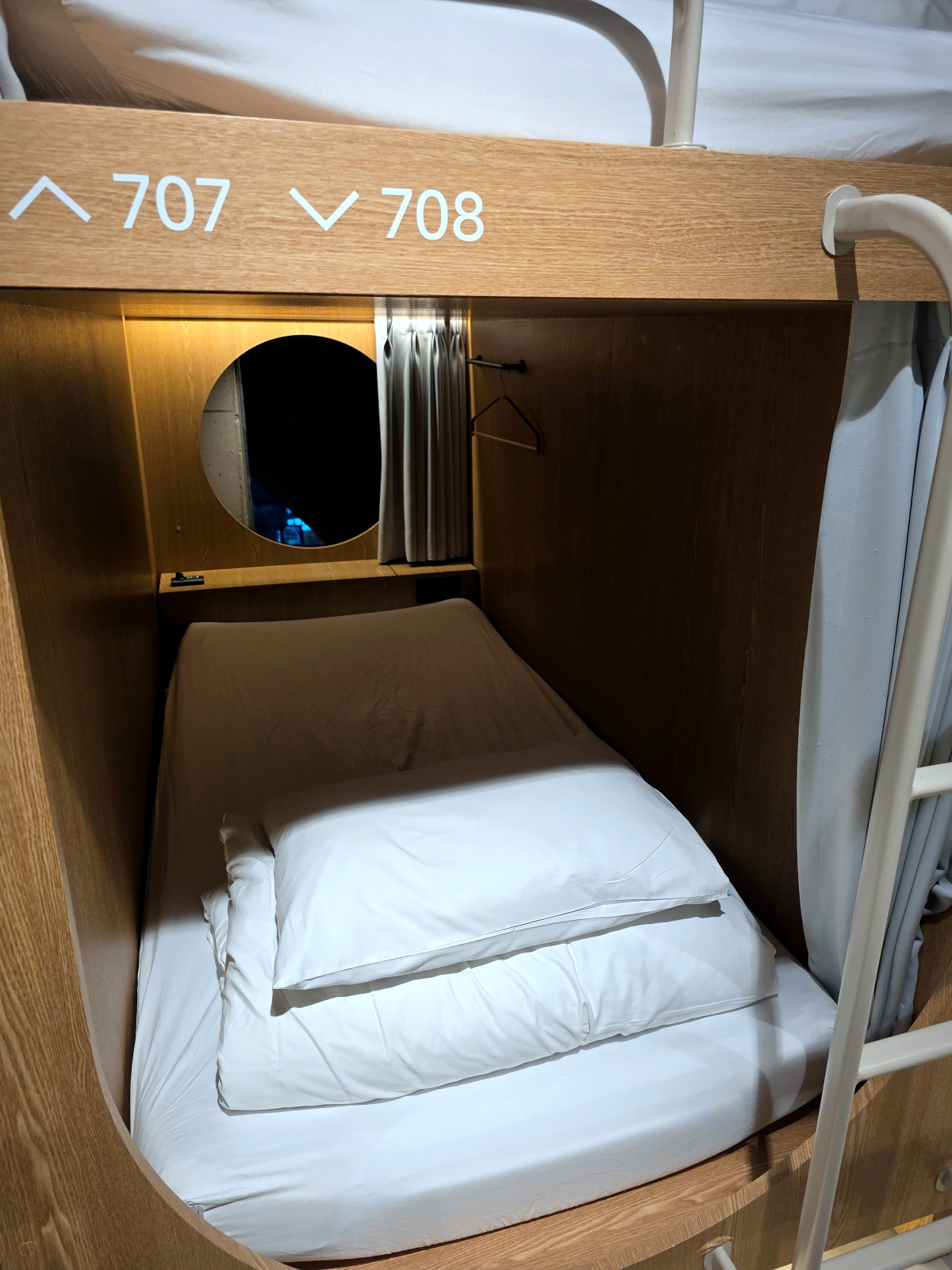 interior of capsule pod at drip drop capsule hotel