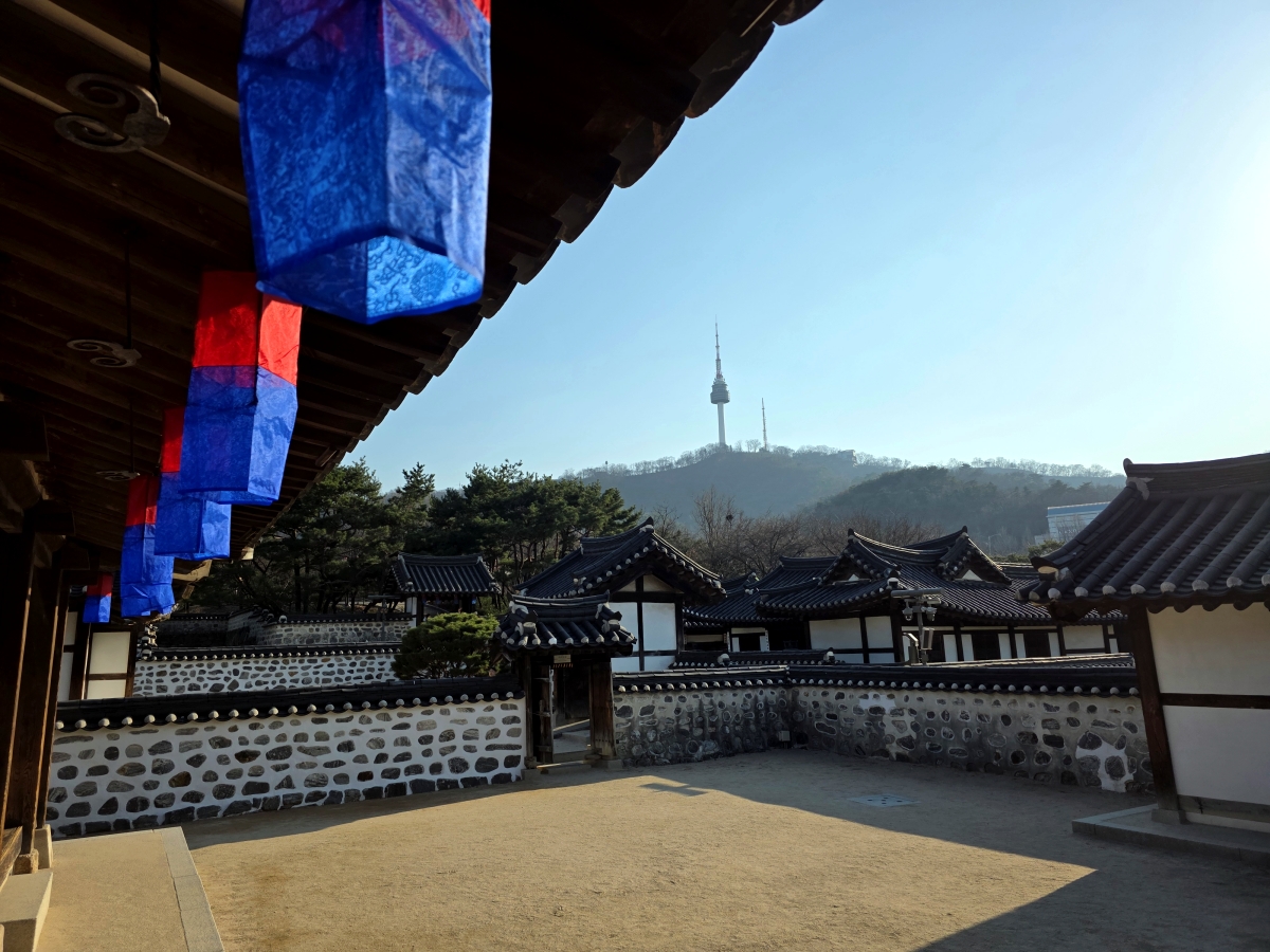 View of N Seoul Tower from Namsangol Hanok Village