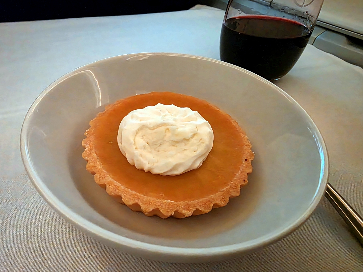 Dessert course in Air Canada Signature Class