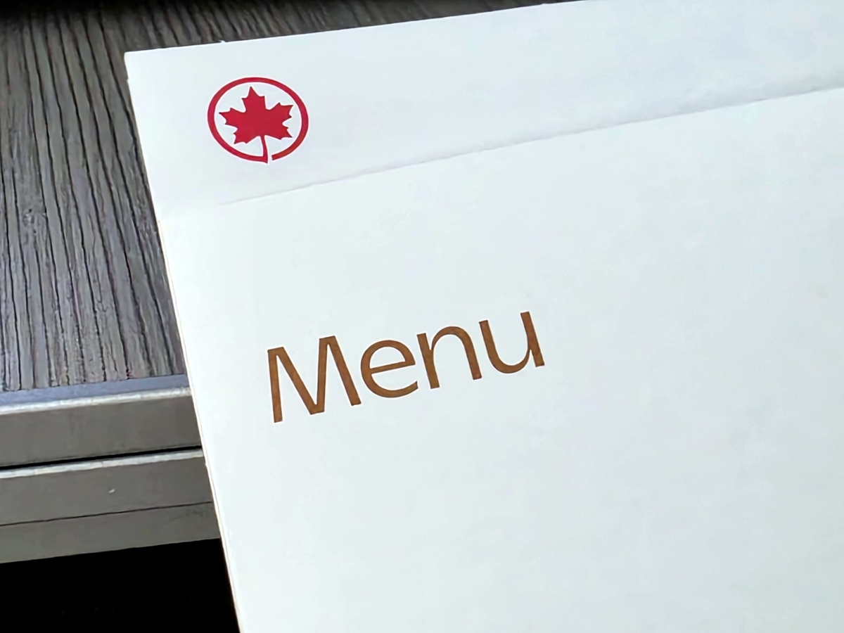 Air Canada Signature Class dining menu cover on AC61