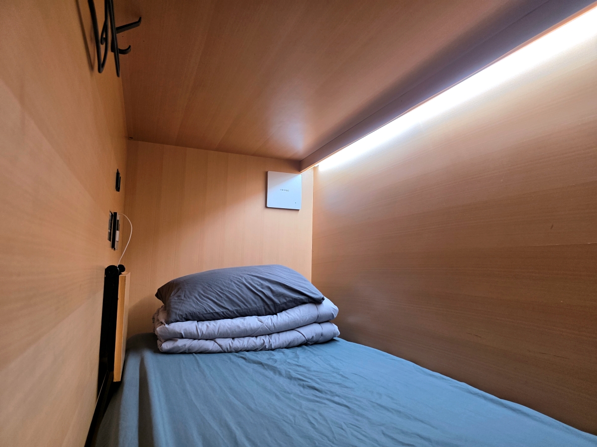 capsule bed inside THE CAPSULE Myeongdong