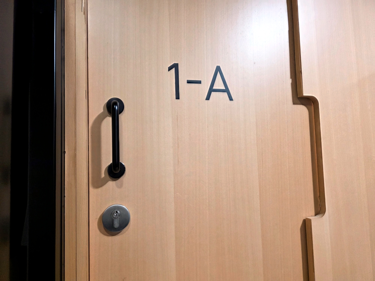 capsule door with lock at THE CAPSULE Myeongdong