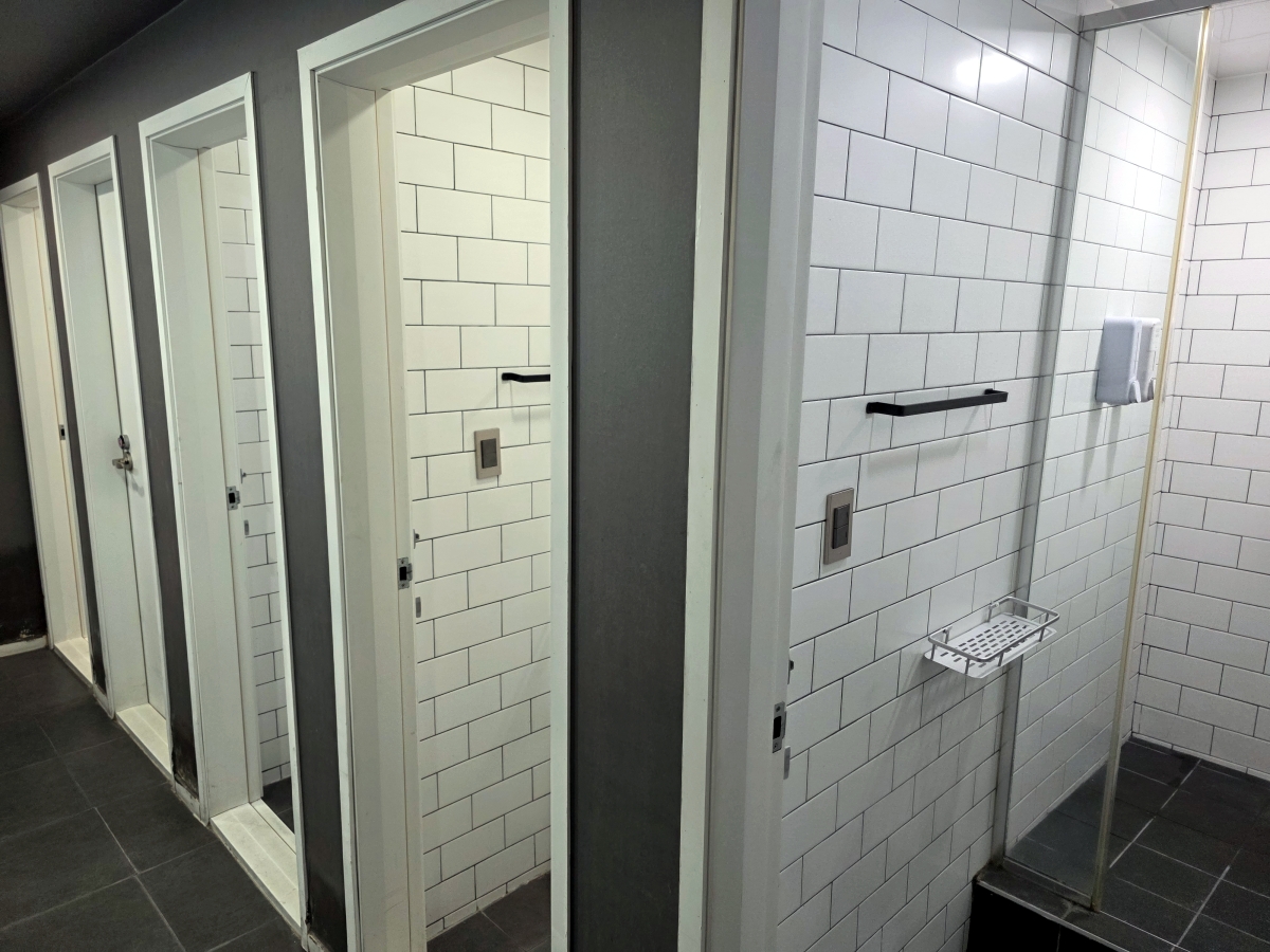 shared shower area at THE CAPSULE Myeongdong