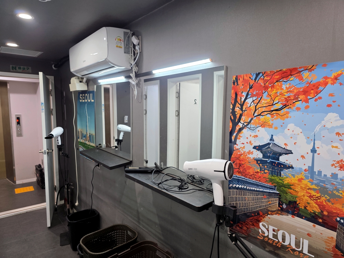 hair dryer and grooming area