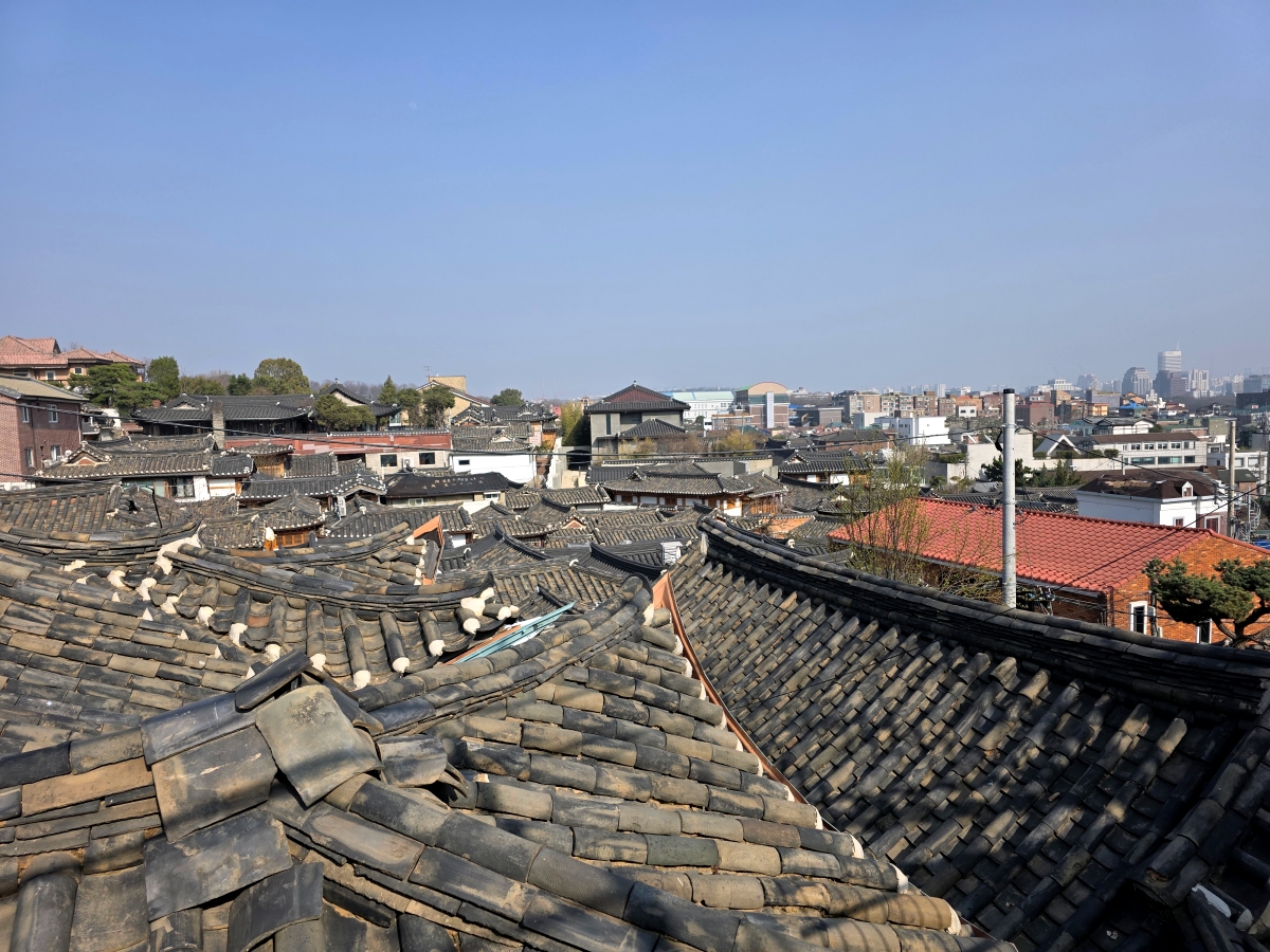Traditional hanok rooftops in Bukchon Hanok Village