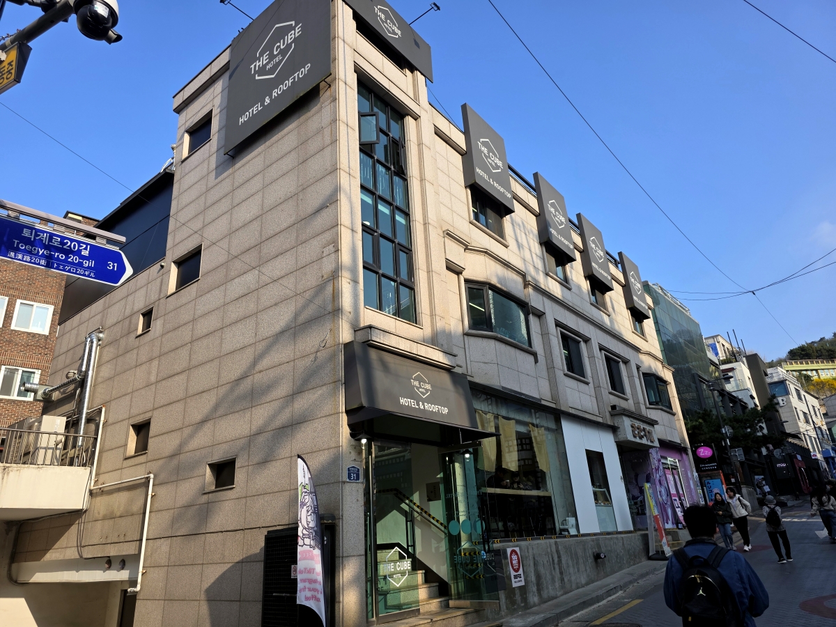Exterior of The Cube Hotel Myeongdong