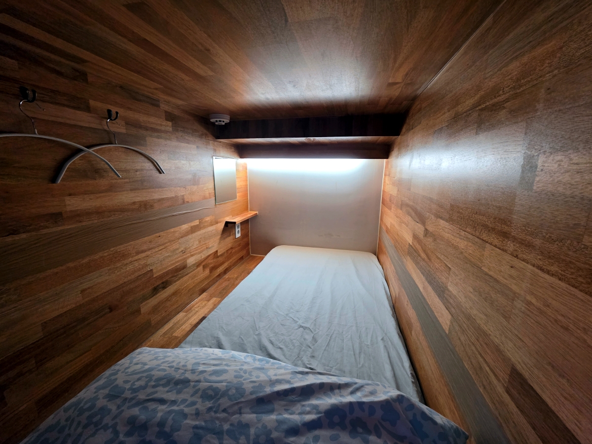 Capsule interior at The Cube Hotel Myeongdong