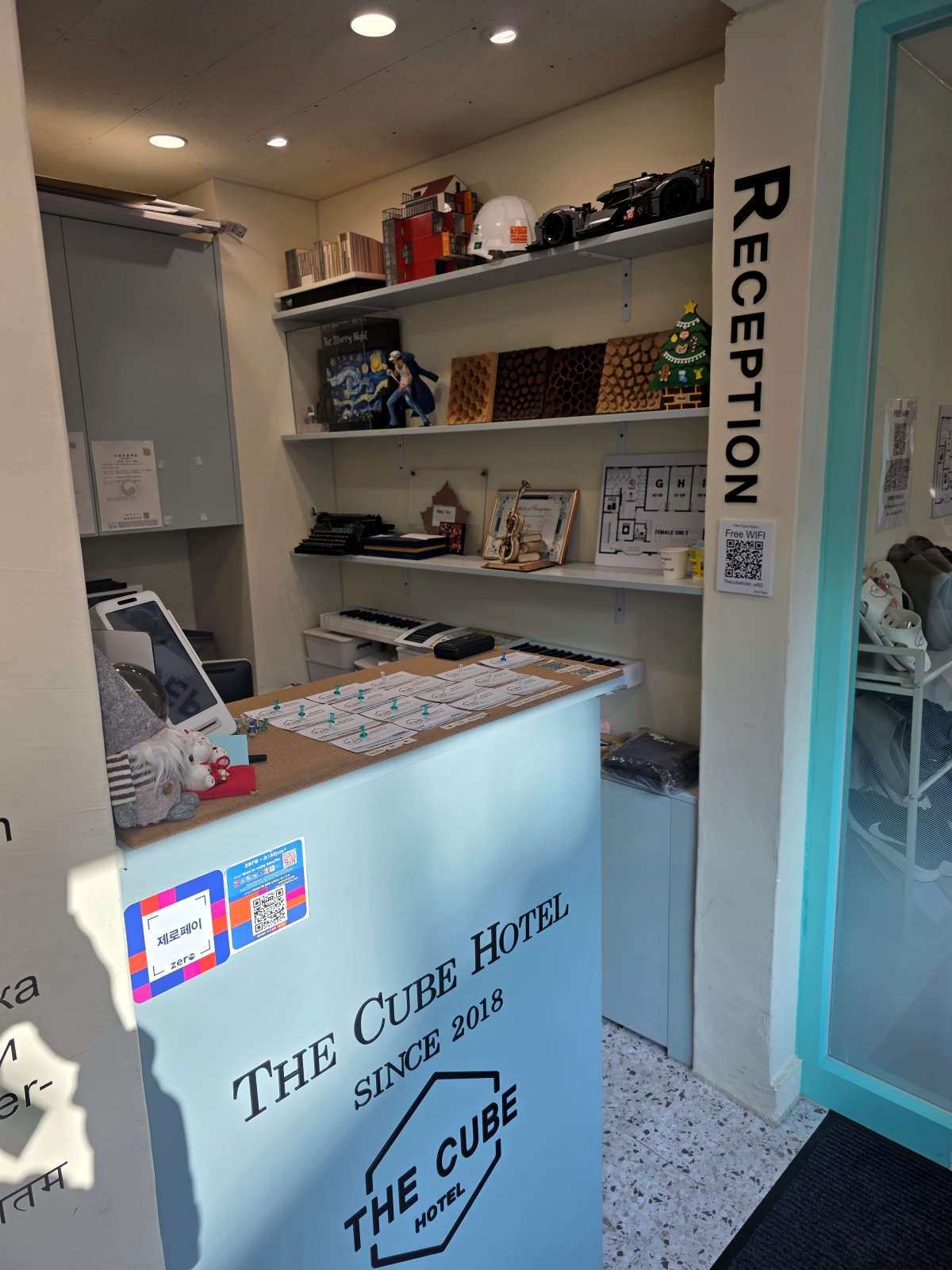 Reception area at The Cube Hotel Myeongdong self check-in system