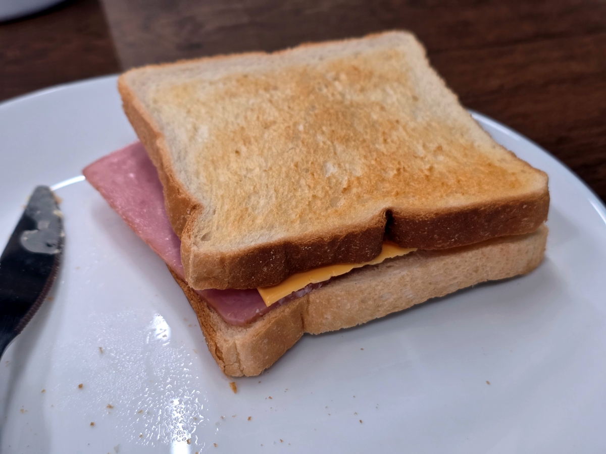 Simple toast sandwich breakfast at The Cube Hotel Myeongdong